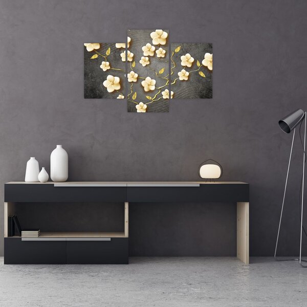 Tablou - Arbust auriu pe fundal negru (90x60 cm)