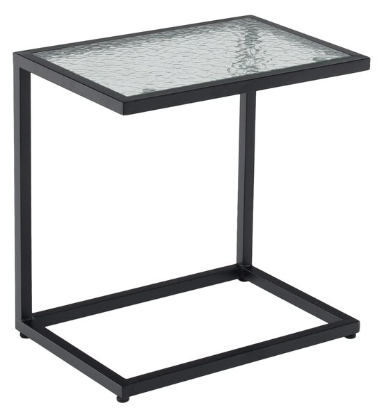 KONDELA Masă de grădină, oţel negru / sticlă securizată, SELKO