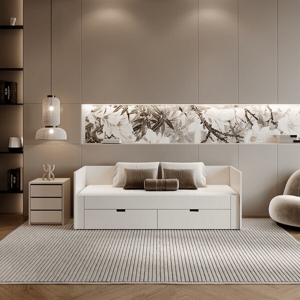 KONDELA Patul extensibil, alb, 90/180x200, ANTONY