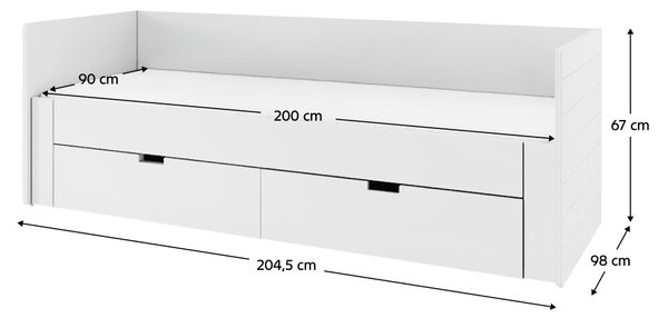 KONDELA Patul extensibil, alb, 90/180x200, ANTONY