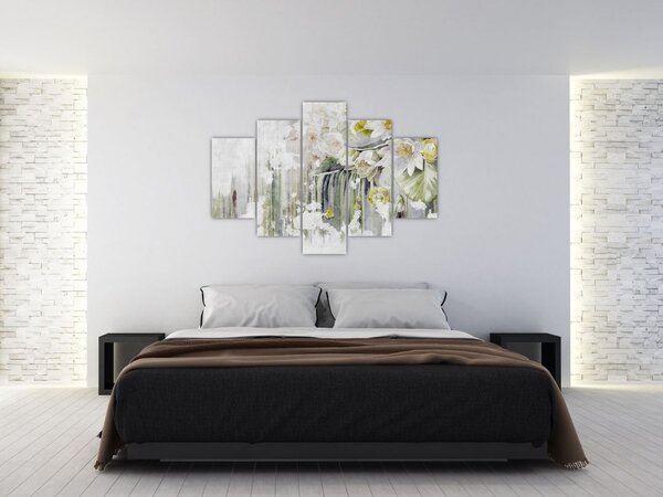 Tablou - Flori albe, vintage (150x105 cm)