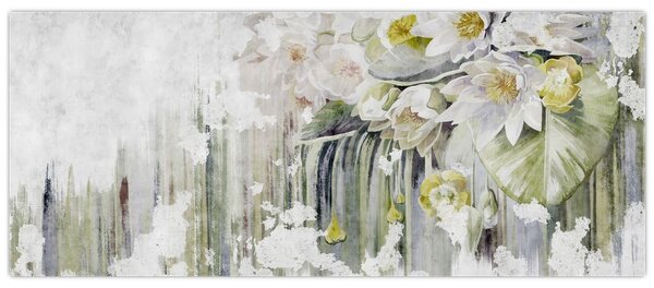 Tablou - Flori albe, vintage (120x50 cm)