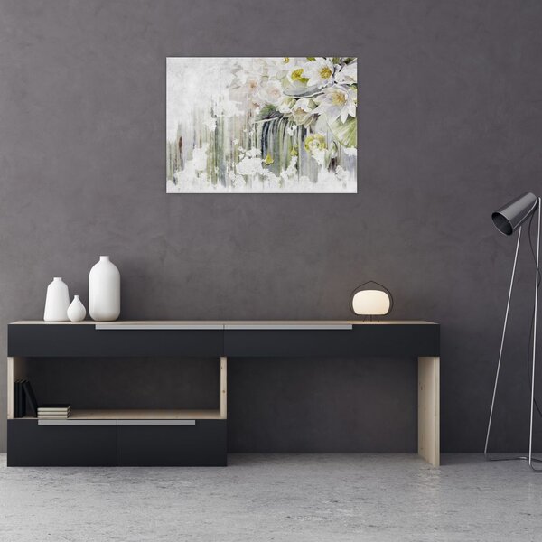 Tablou - Flori albe, vintage (70x50 cm)