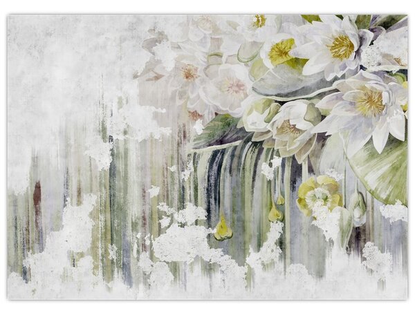 Tablou - Flori albe, vintage (70x50 cm)