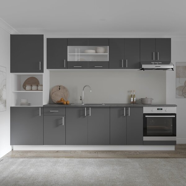 Corp haaus Karo, 2 Usi, cu spatiu cuptor, Antracit/Alb, 60 x 57 x 210 cm