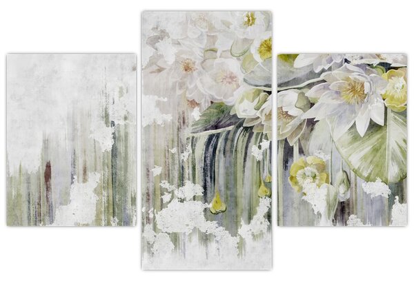Tablou - Flori albe, vintage (90x60 cm)