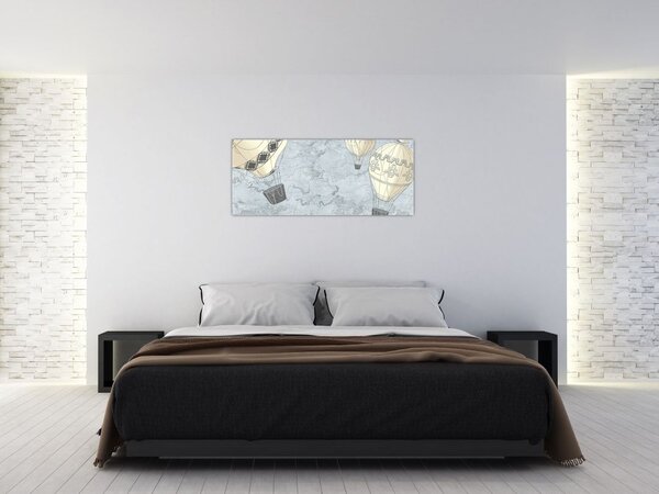 Tablou - Baloane deasupra orașului, nuanțe reci (120x50 cm)