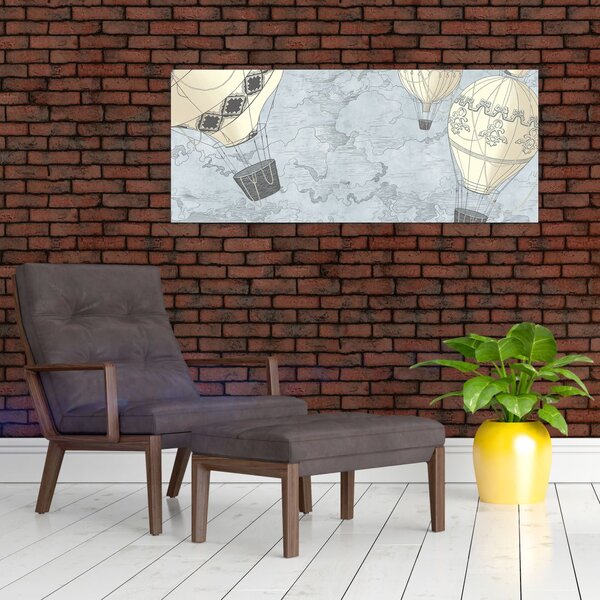 Tablou - Baloane deasupra orașului, nuanțe reci (120x50 cm)
