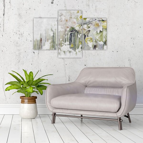 Tablou - Flori albe, vintage (90x60 cm)