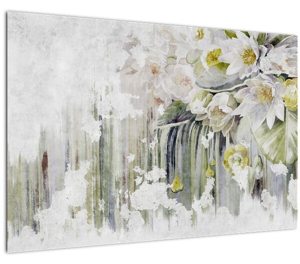 Tablou - Flori albe, vintage (90x60 cm)