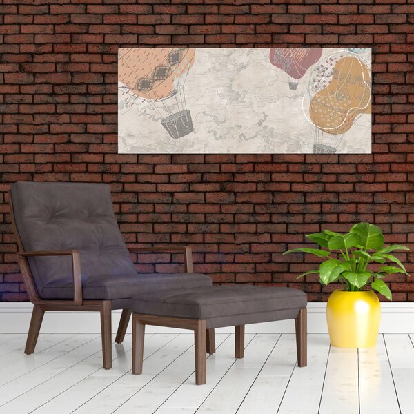 Tablou - Baloane deasupra orașului, nuanțe reci (120x50 cm)