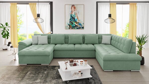 Colțar Talina cu funcție de dormit (Stânga U) (Uttario Velvet 2954 + Uttario Velvet 2954 + Evo 29). 1059435