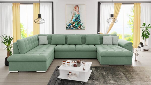 Colțar Talina cu funcție de dormit (Dreapta U) (Uttario Velvet 2954 + Uttario Velvet 2954 + Evo 29). 1059436
