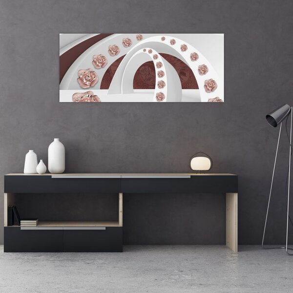 Tablou - Arcade 3D cu flori (120x50 cm)