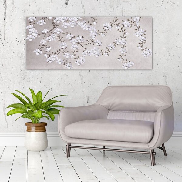Tablou - Flori într-un peisaj gri (120x50 cm)