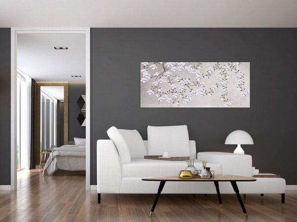 Tablou - Flori într-un peisaj gri (120x50 cm)