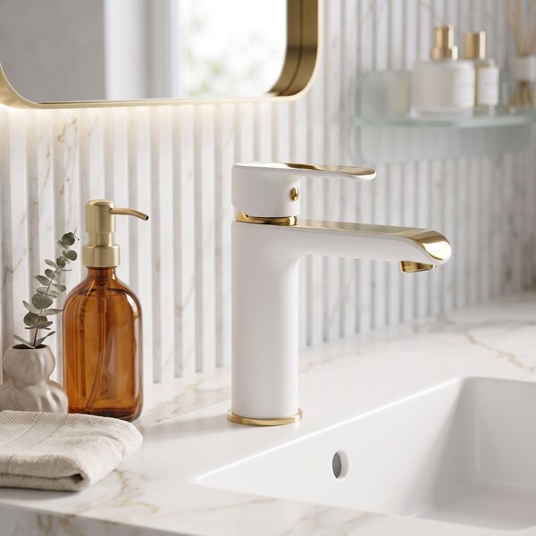 Baterie pentru baie REA Bloom White Gold Low