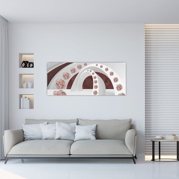 Tablou - Arcade 3D cu flori (120x50 cm)