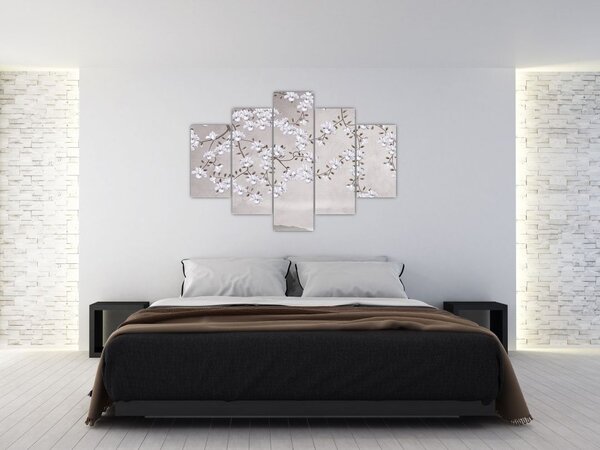 Tablou - Flori într-un peisaj gri (150x105 cm)