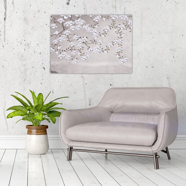 Tablou - Flori într-un peisaj gri (70x50 cm)