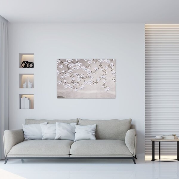 Tablou - Flori într-un peisaj gri (90x60 cm)