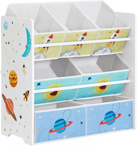 Raft Camera Copii cu 7 Cutii detasabile Model Kendra, Multicolor, 62.5x29.5x60 cm
