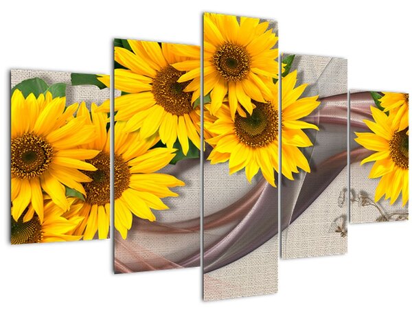 Tablou - Flori strălucitoare de floare soarelui (150x105 cm)