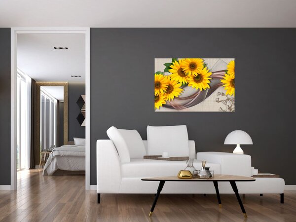 Tablou - Flori strălucitoare de floare soarelui (90x60 cm)