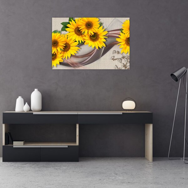 Tablou - Flori strălucitoare de floare soarelui (90x60 cm)