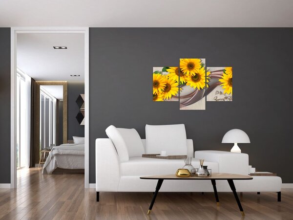 Tablou - Flori strălucitoare de floare soarelui (90x60 cm)