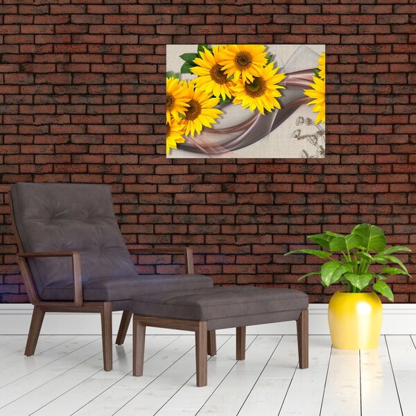 Tablou - Flori strălucitoare de floare soarelui (70x50 cm)