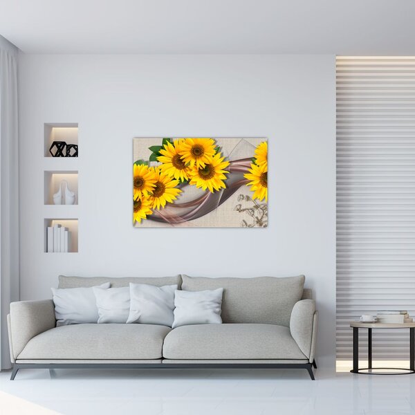 Tablou - Flori strălucitoare de floare soarelui (90x60 cm)