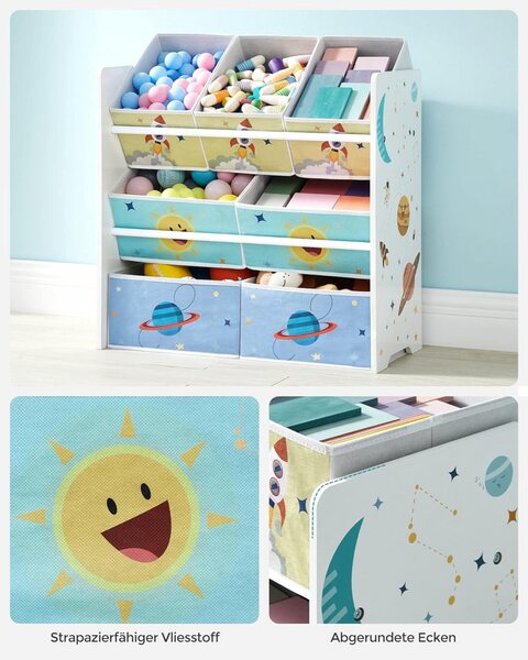 Raft Camera Copii cu 7 Cutii detasabile Model Kendra, Multicolor, 62.5x29.5x60 cm