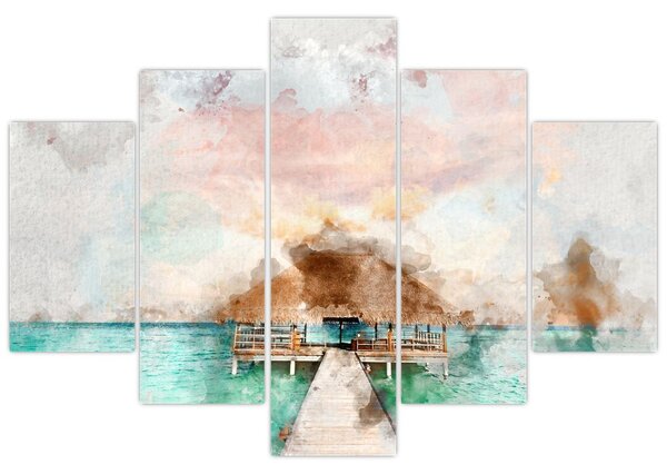 Tablou - Maldive, debarcader din lemn (150x105 cm)