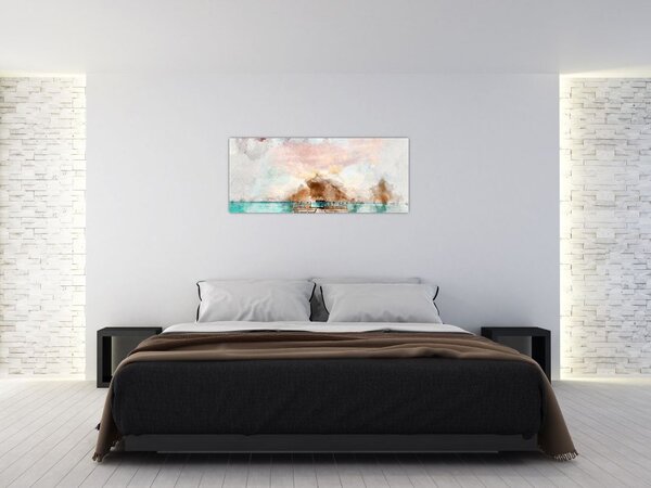 Tablou - Maldive, debarcader din lemn (120x50 cm)