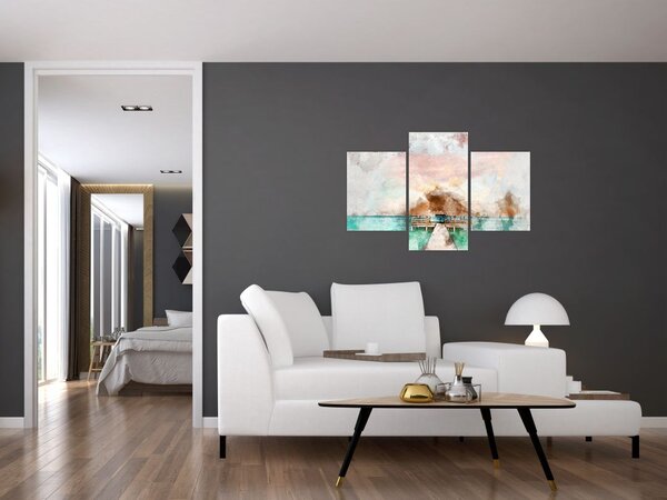 Tablou - Maldive, debarcader din lemn (90x60 cm)