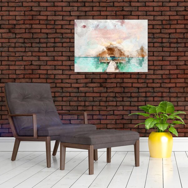 Tablou - Maldive, debarcader din lemn (70x50 cm)