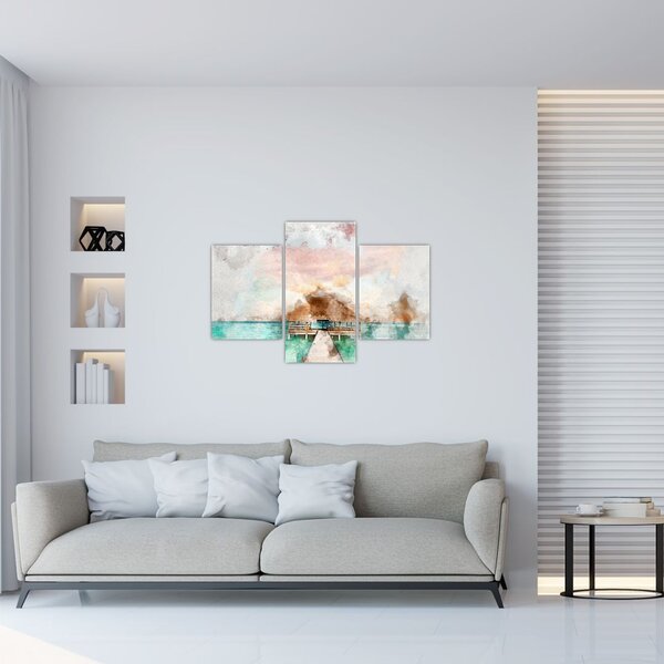 Tablou - Maldive, debarcader din lemn (90x60 cm)