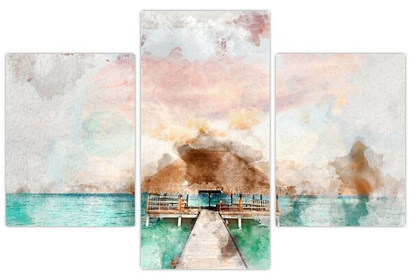 Tablou - Maldive, debarcader din lemn (90x60 cm)