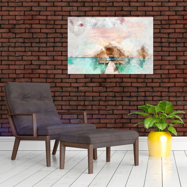 Tablou - Maldive, debarcader din lemn (90x60 cm)