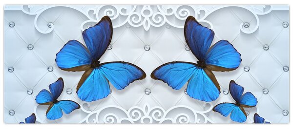Tablou - Fluturi albaștri (120x50 cm)