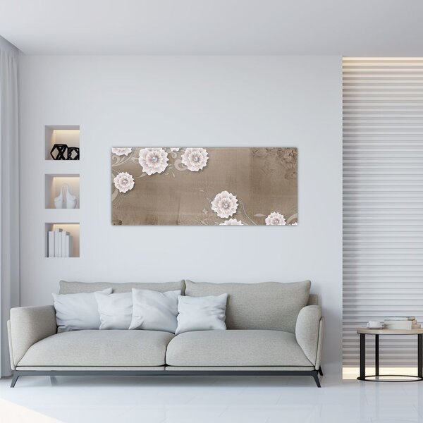 Tablou - Draperie cu flori (120x50 cm)