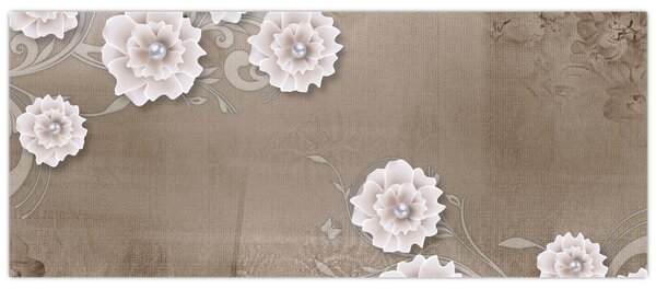 Tablou - Draperie cu flori (120x50 cm)