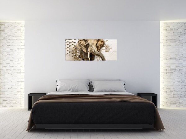 Tablou - Elefant spârgând peretele (120x50 cm)