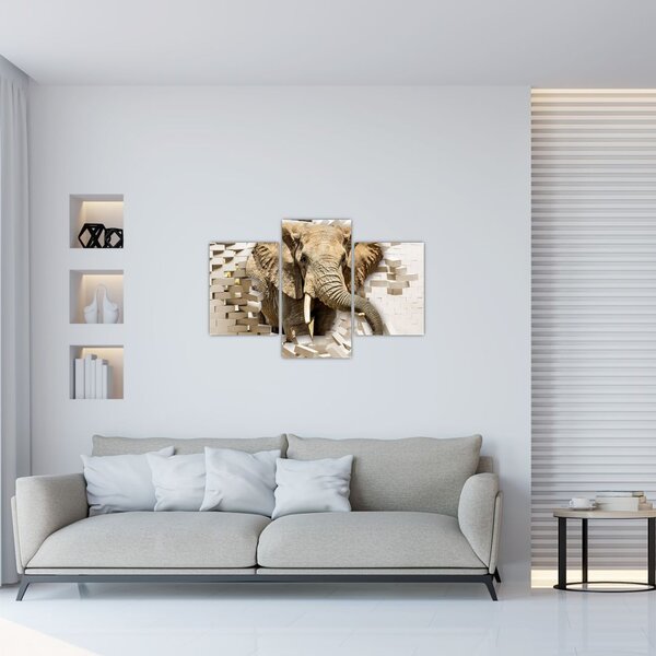 Tablou - Elefant spârgând peretele (90x60 cm)