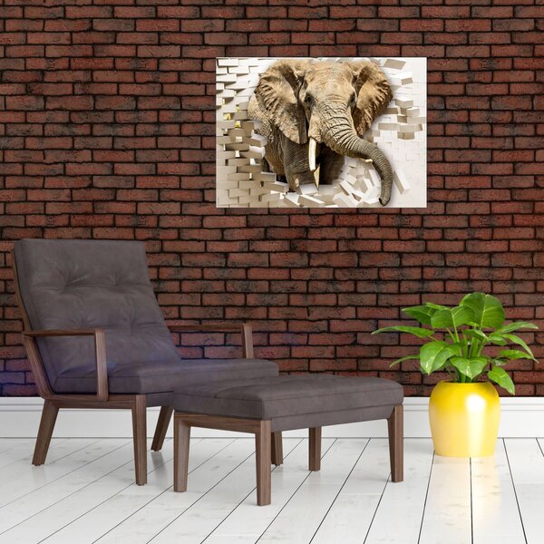 Tablou - Elefant spârgând peretele (70x50 cm)