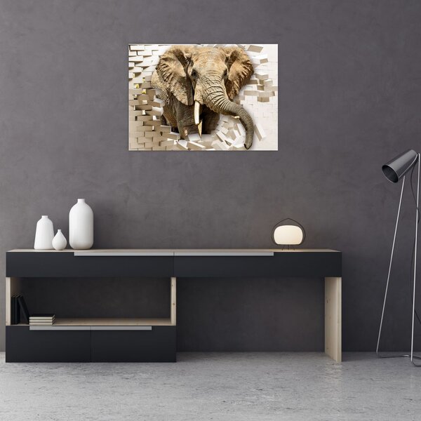 Tablou - Elefant spârgând peretele (70x50 cm)