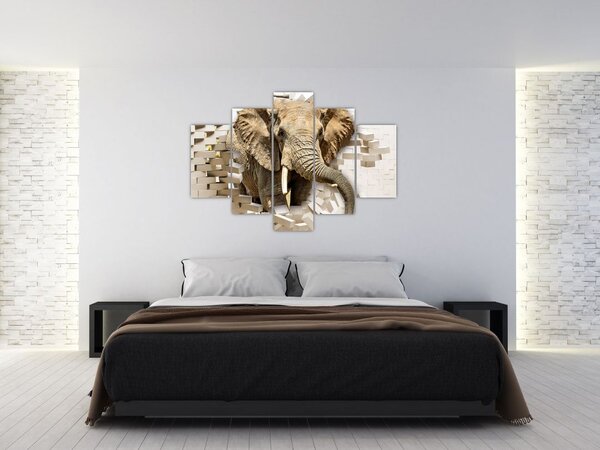 Tablou - Elefant spârgând peretele (150x105 cm)