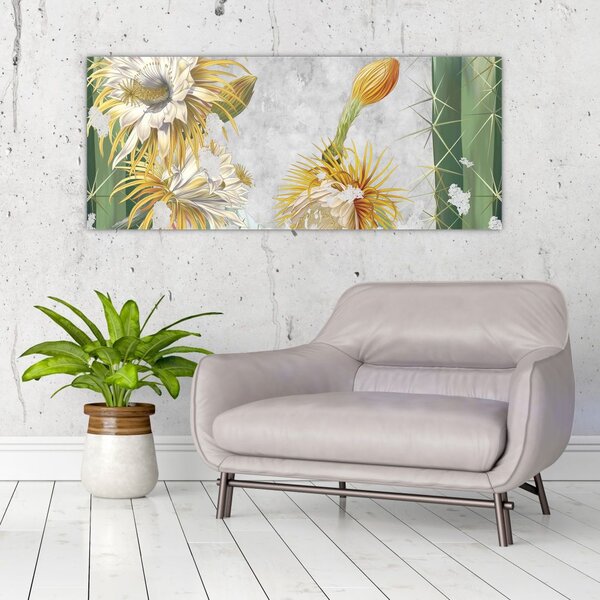 Tablou - Cactuși înfloriți, vintage (120x50 cm)