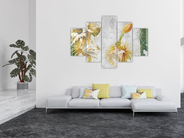 Tablou - Cactuși înfloriți, vintage (150x105 cm)